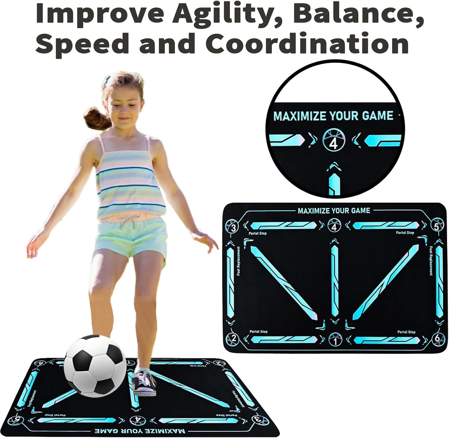 💖💖50% de DESCUENTO ⚽🎯Tapete de entrenamiento de fútbol antideslizante y silencioso para todos los niveles.