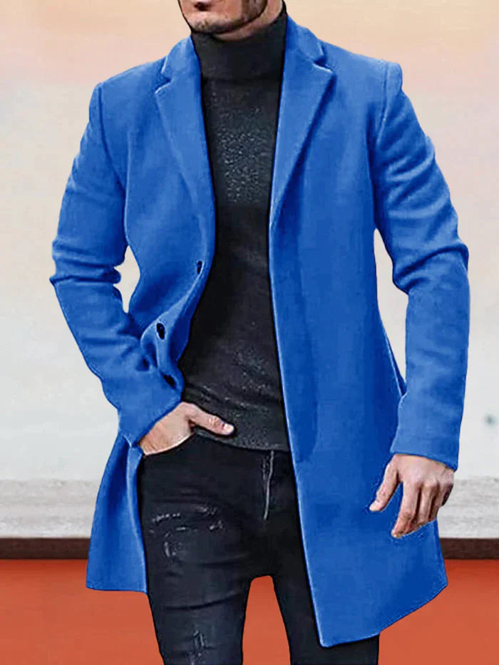 Chaqueta de color liso con hebilla de una hilera para hombre