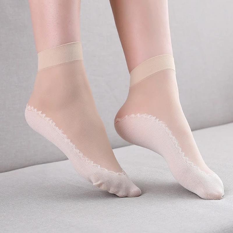Calcetines transparentes de seda para mujeres