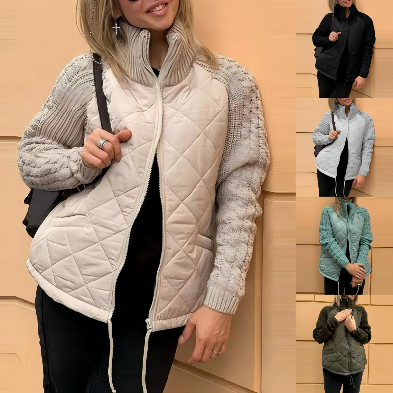 🔥 Chaqueta Voluminosa de Tejido a Punto con Piezas Acolchadas para Mujer, Nueva 2025