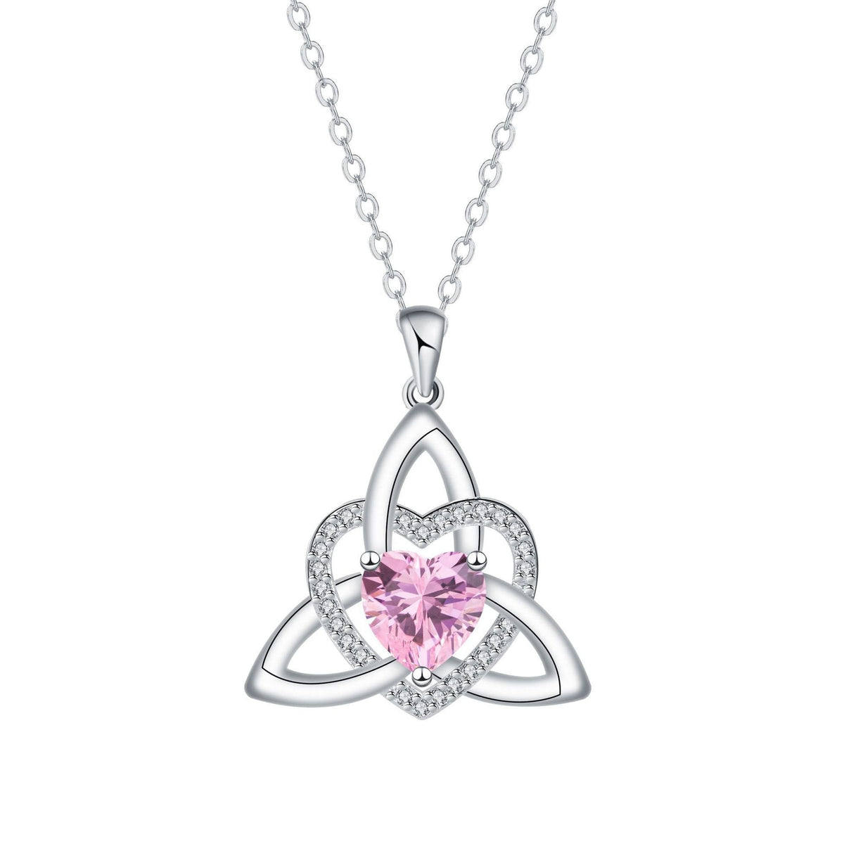 Collar de Corazón con Nudo Celta de la Trinidad✨ Dije de Piedra de Nacimiento