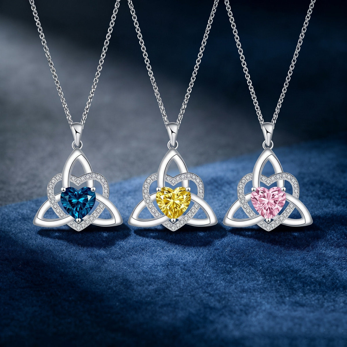 Collar de Corazón con Nudo Celta de la Trinidad✨ Dije de Piedra de Nacimiento
