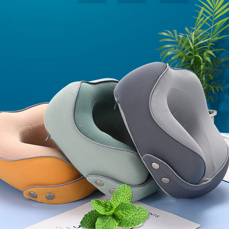 Almohada de viaje con forma de “U“ transpirable para el verano