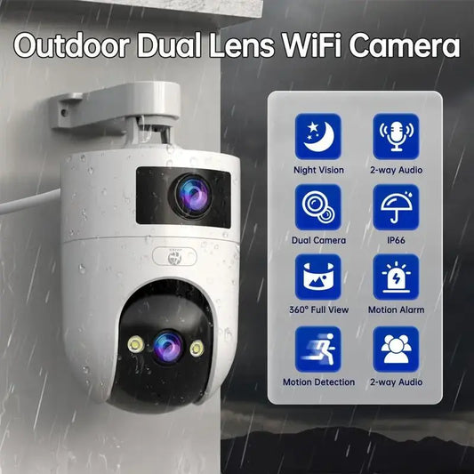 ⏳🔥¡50 % DE DESCUENTO POR TIEMPO LIMITADO! ⏰ Cámara de Seguridad de Doble Lente – Vista 360°, detección de personas y visión nocturna en color. Protección inteligente para el hogar 🏠✅