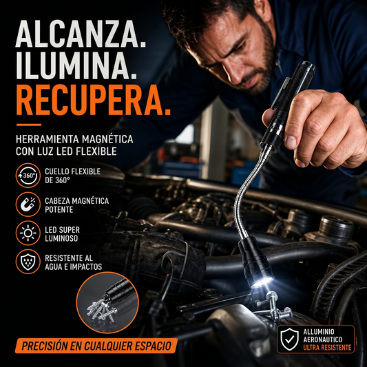 🔦 Linterna Magnética Telescópica Multifunción | 50% DESCUENTO 🔥 Cuello Flexible 360°, Aleación Resistente, Herramienta para Reparaciones y Regalo Ideal