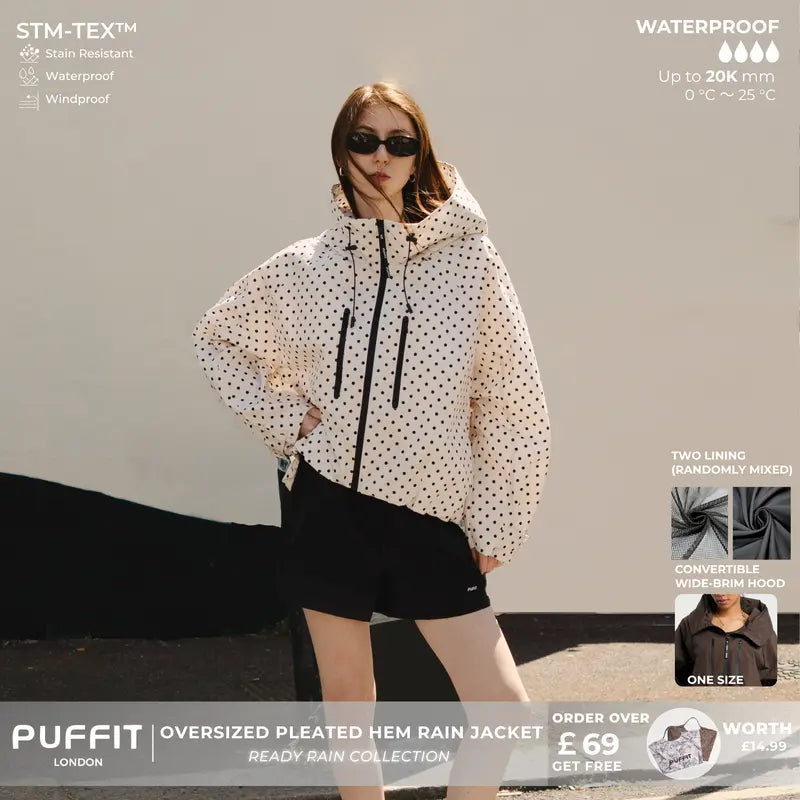 📢📢¡50% DE DESCUENTO! ⏰ Chaqueta Impermeable Oversized de Ala Ancha con Capucha, Dobladillo Abullonado y Puños Ajustables