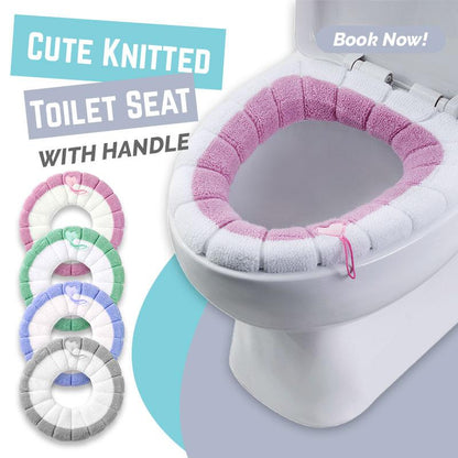 🧶¡50% DE DESCUENTO POR TIEMPO LIMITADO! ✨Funda Tejida para Asiento de Inodoro con Asa — Suave y Cálida🚽