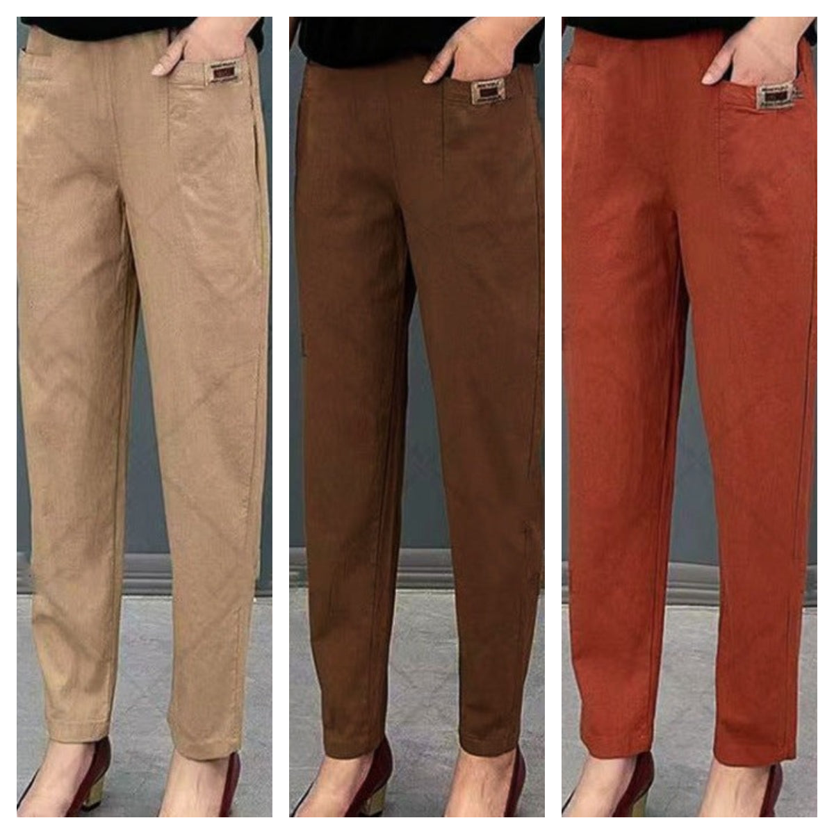 🎁Envío gratuito al comprar tres!⏳Pantalones Harem de algodón cómodos con cintura elástica para mujer