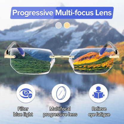 🔥Venta directa🔥Zafiro de alta dureza anti-azul progresivo Lejos y cerca Gafas de lectura de doble uso