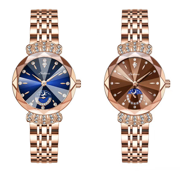 ⏳¡OFERTA RELÁMPAGO! ¡50 % DE DESCUENTO! 🔥Reloj de moda para mujer con diseño de diamantes, luna y estrellas