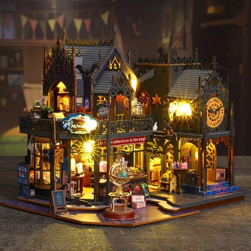 🏰 Puzzle 3D de Madera, Rompecabezas Artesanal de Madera, 1 Set Kit DIY Book Nook, Kit de Modelo DIY, Decoración de Escritorio 3D, Kit de Modelo DIY para Decoración de Estantería, Manualidades