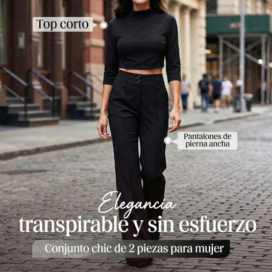 Conjunto Elegante de Crop Top y Pantalón Palazzo para Mujer