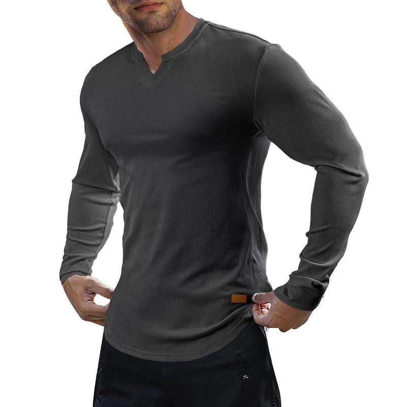 💗PROMOCIÓN DEL ÚLTIMO DÍA - 54% DE DESCUENTO Cuello en V Longline Canalé Camisetas Manga Larga Gimnasio Entrenamiento Atlético Ropa de Hombre Tops