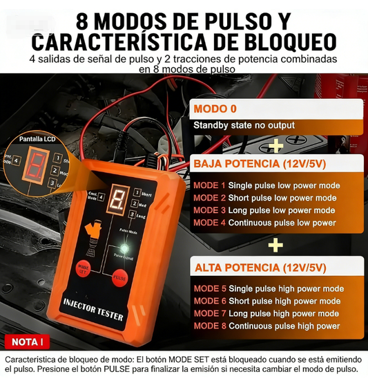 ⚡ Probador y Limpiador Profesional de Inyectores – 4 Modos de Pulso para Diagnóstico y Mantenimiento Preciso 🔧✨