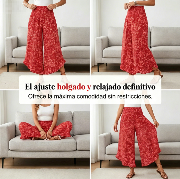 ⏰🔥 ¡50% DE DESCUENTO POR TIEMPO LIMITADO! 🌸 Pantalones Anchos de Mujer – Cintura Alta, Lunares y Volantes para una Figura Perfecta ✨💖