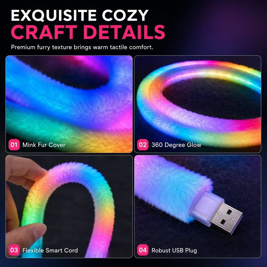 ✨ Save 50%! 🌟 Faux Fur Neon Light Strip – 360° all-round glow ✨