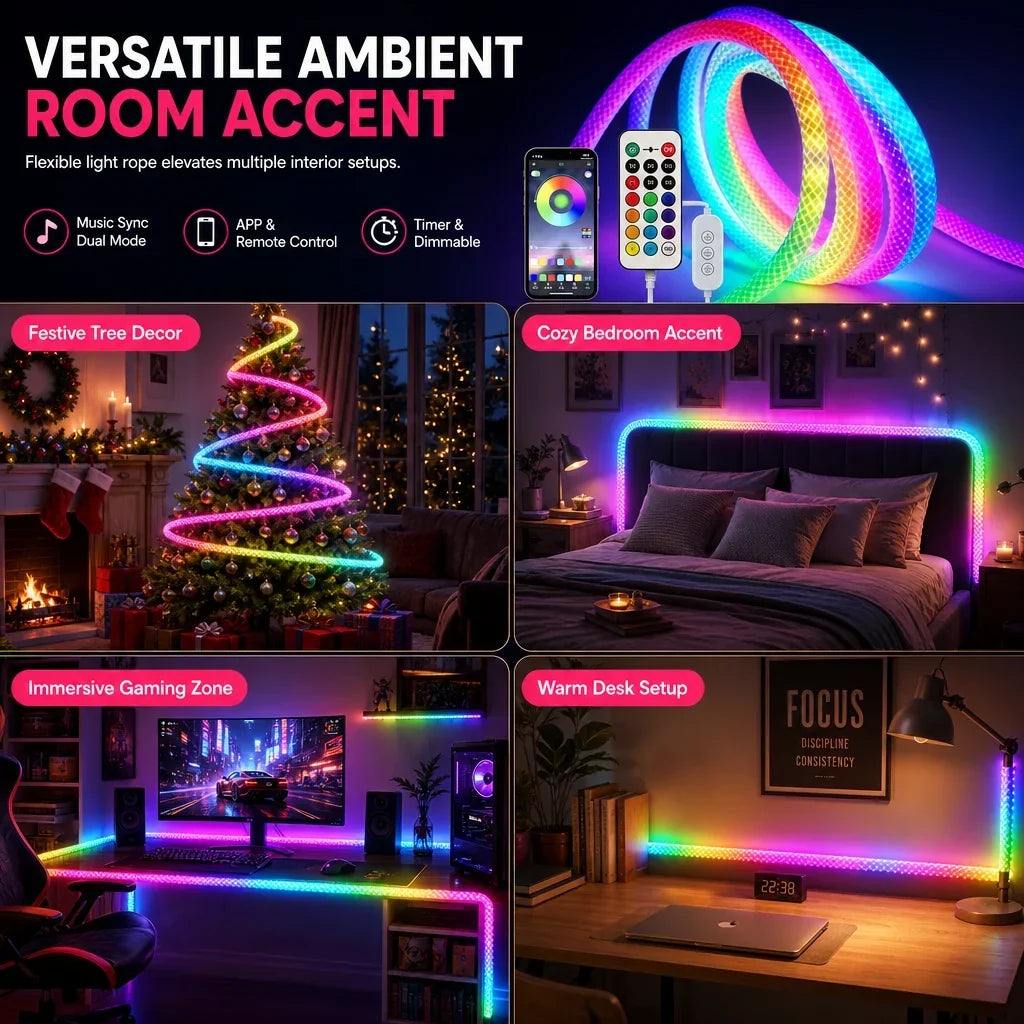 ✨ Save 50%! 🌟 Faux Fur Neon Light Strip – 360° all-round glow ✨