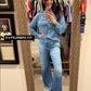 🌙 Conjunto de pijama Denim Dreams – Ropa cómoda y con aspecto suave de vaqueros para una comodidad 🌟 toda la noche