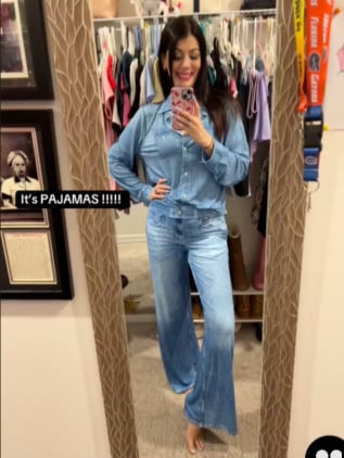 🌙 Conjunto de pijama Denim Dreams – Ropa cómoda y con aspecto suave de vaqueros para una comodidad 🌟 toda la noche