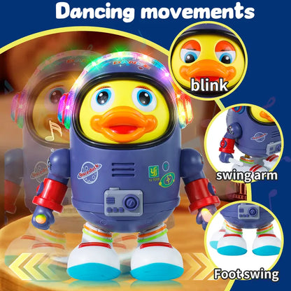⏳Oferta por Tiempo Limitado⏰Pato Espacial Bailarín de Juguete - Luces LED y Música Interactiva con Sensor Solar 🌟🚀