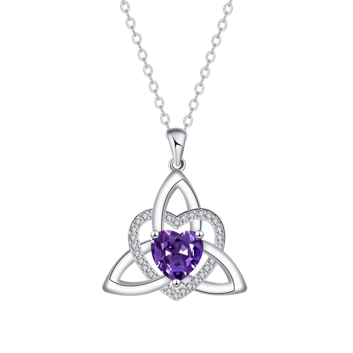 Collar de Corazón con Nudo Celta de la Trinidad✨ Dije de Piedra de Nacimiento