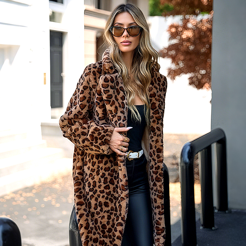 💖 Chaqueta de Estampado de Leopardo de Mediano Largo para Mujer - COMPRA 2 ENVÍO GRATIS