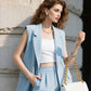 Conjunto de 2 Piezas para Mujer con Estilo: Blazer Sin Mangas y Pantalones de Cintura Alta