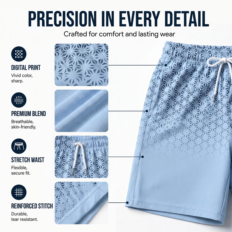 ⏳Oferta por Tiempo Limitado⏰Conjunto de Camisa con Cuello Estampado Geométrico y Shorts para Hombre – Diseño Moderno y Look Coordinado Transpirable 🔷