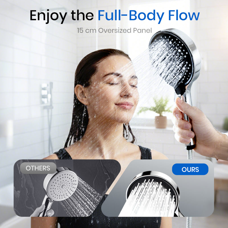 🚿50% OFF NOW! High‑Pressure Adjustable Rainfall Shower Head, 2‑In‑1 Wash & Shower Handheld Showerhead with 7 Spray Modes, Self‑Cleaning Nozzles High Flow Bathroom Shower Sprayer