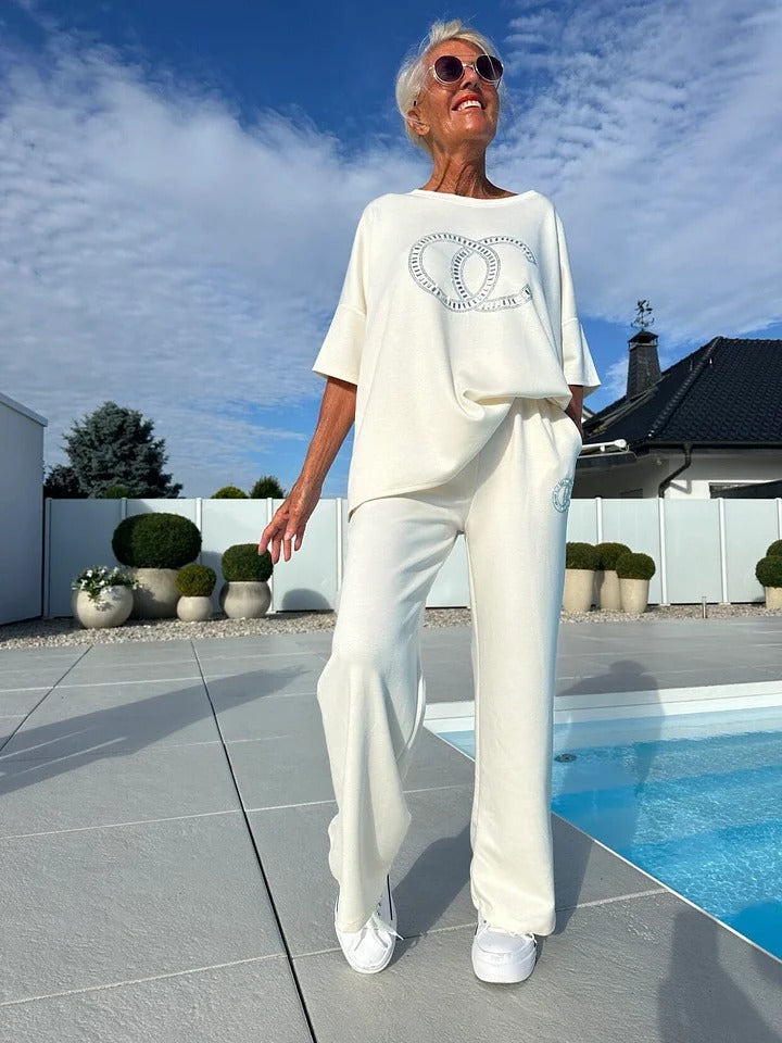 👗 Conjunto Casual de 2 Piezas para Mujer – Top Liso y Pantalones Sueltos, Estilo Cómodo y Moderno ✨💖