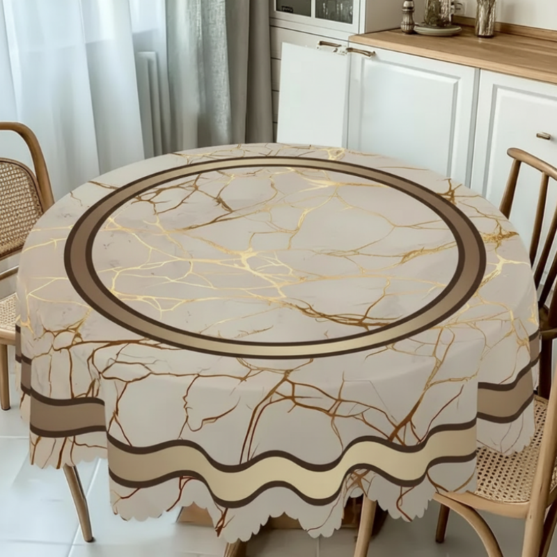 ✨ Mantel de Mesa con Diseño Marmolado y Detalles Dorados – Elegancia para Tu Hogar 🎇 | Resistente y Fácil de Limpiar
