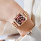 Reloj de Mujer Cuadrado a la Moda con Diamantes Sintéticos en Oro Rosa
