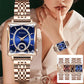 Reloj de Mujer Cuadrado a la Moda con Diamantes Sintéticos en Oro Rosa