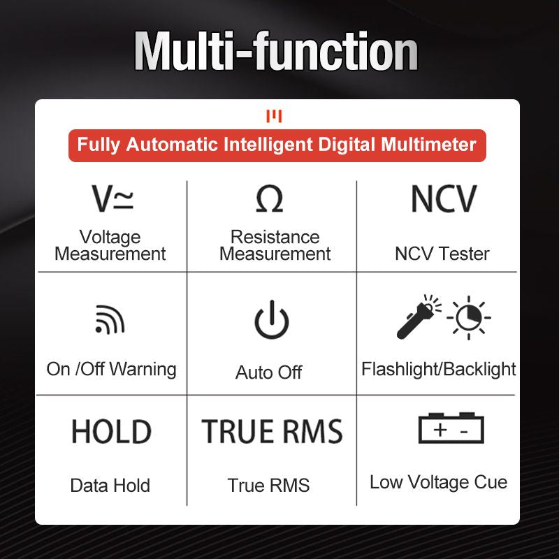 Multímetro digital inteligente totalmente automático Pousbo® con pantalla grande