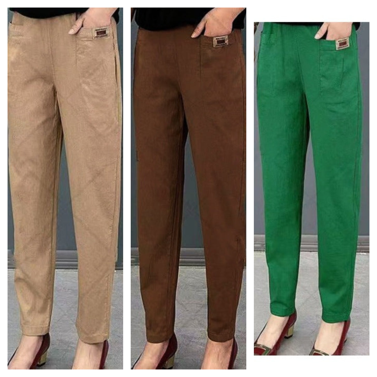 🎁Envío gratuito al comprar tres!⏳Pantalones Harem de algodón cómodos con cintura elástica para mujer