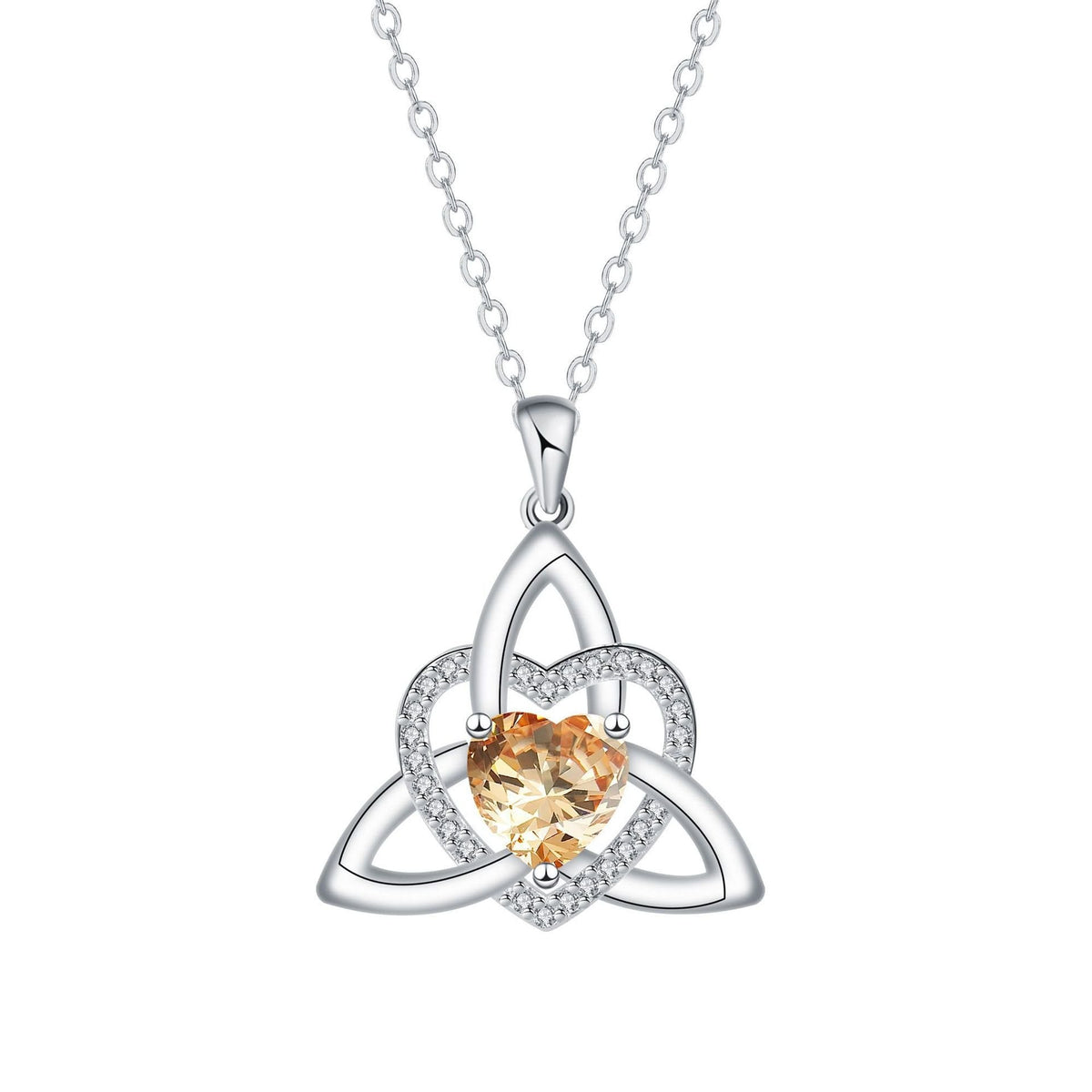 Collar de Corazón con Nudo Celta de la Trinidad✨ Dije de Piedra de Nacimiento