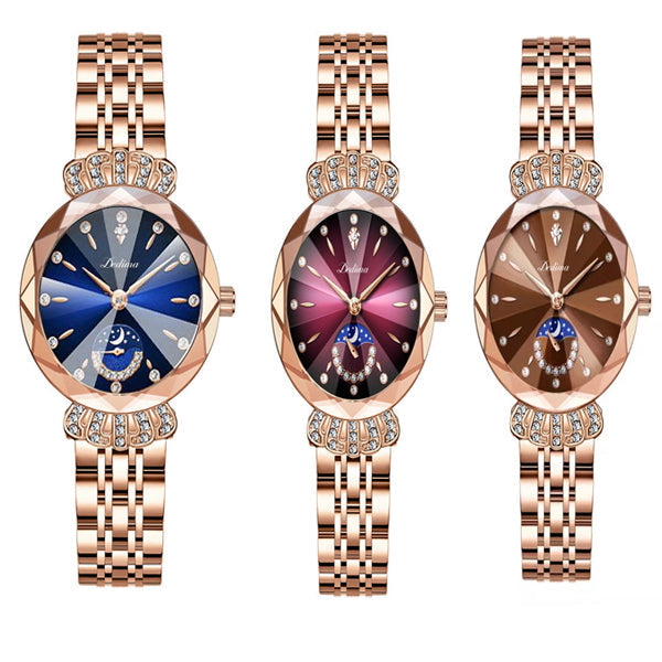 ⏳¡OFERTA RELÁMPAGO! ¡50 % DE DESCUENTO! 🔥Reloj de moda para mujer con diseño de diamantes, luna y estrellas