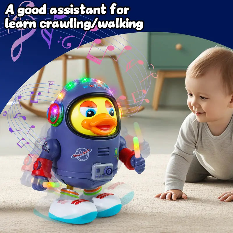 ⏳Oferta por Tiempo Limitado⏰Pato Espacial Bailarín de Juguete - Luces LED y Música Interactiva con Sensor Solar 🌟🚀