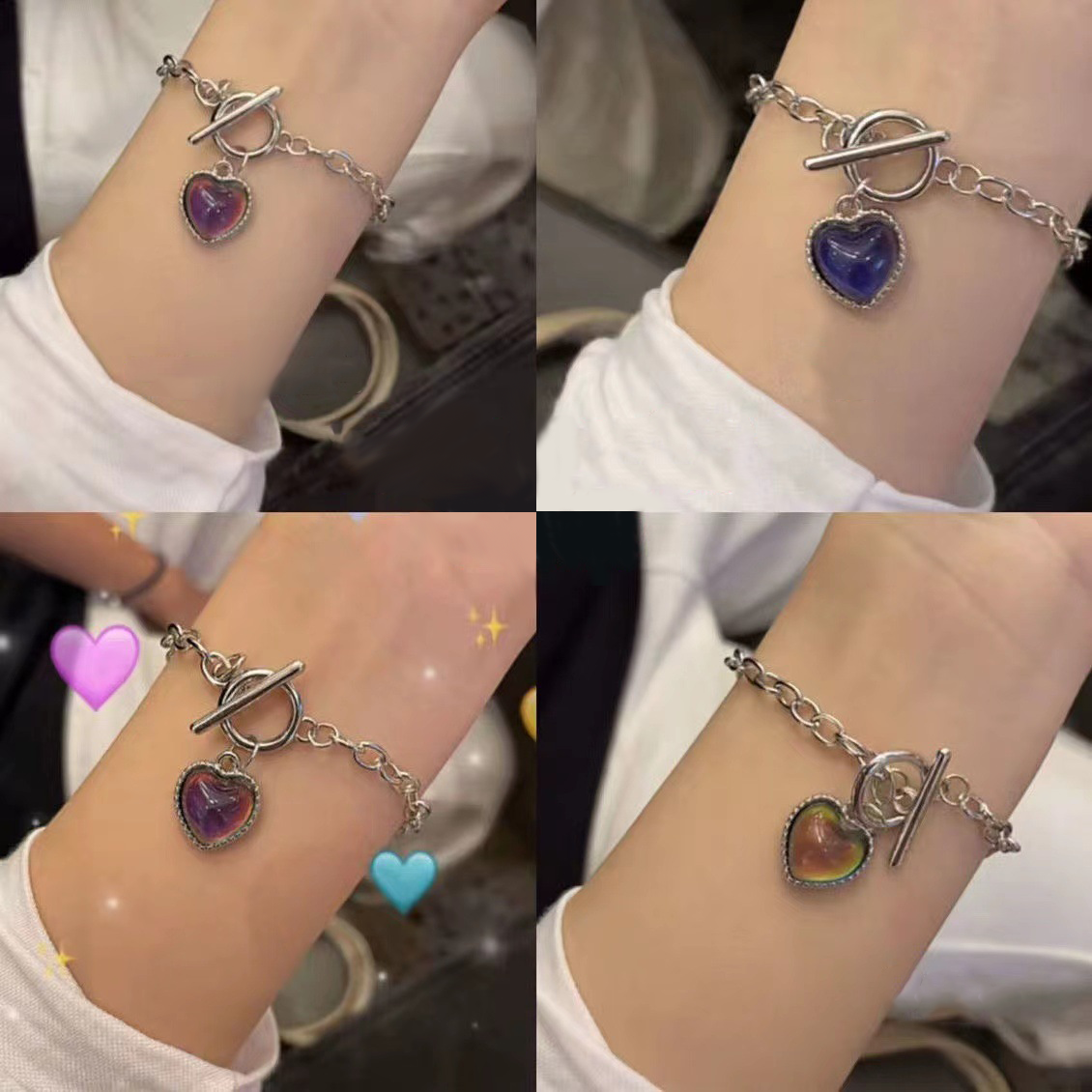 🔥¡COMPRA 1 Y LLÉVATE 1 GRATIS!🎁🔮Pulsera y Collar de Corazón Termosensible que Cambia de Color