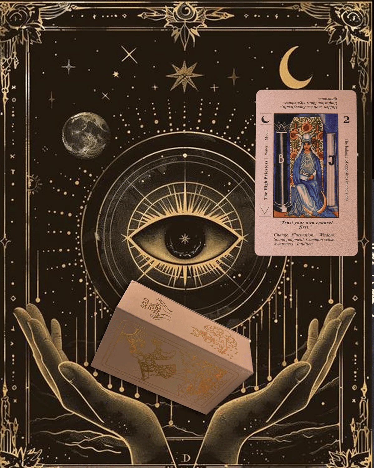 ✨Baraja de tarot Witchy Cauldron en oro rosa con libro guía🔮