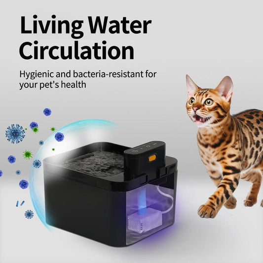Fuente de agua automática para gatos 2.2 L, bebedero para mascotas a batería con sensor de movimiento