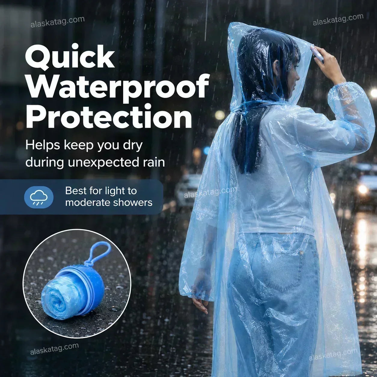 🌧️¡50% DE DESCUENTO AHORA! Impermeable Desechable de Bolsillo para Lluvias Inesperadas, Poncho de Emergencia Impermeable Compacto, Talla Única Ligera para Viajes, Senderismo y Eventos al Aire Libre
