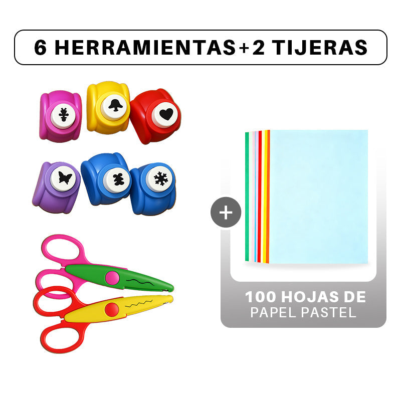 ✂️ ¡50% DE DESCUENTO! 🎨 Punzón DIY para Manualidades Infantiles - Crea Formas Adorables (Estrellas/Corazones/Flores) para Tarjetas y Álbumes 📏🎁