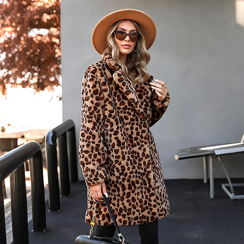 💖 Chaqueta de Estampado de Leopardo de Mediano Largo para Mujer - COMPRA 2 ENVÍO GRATIS