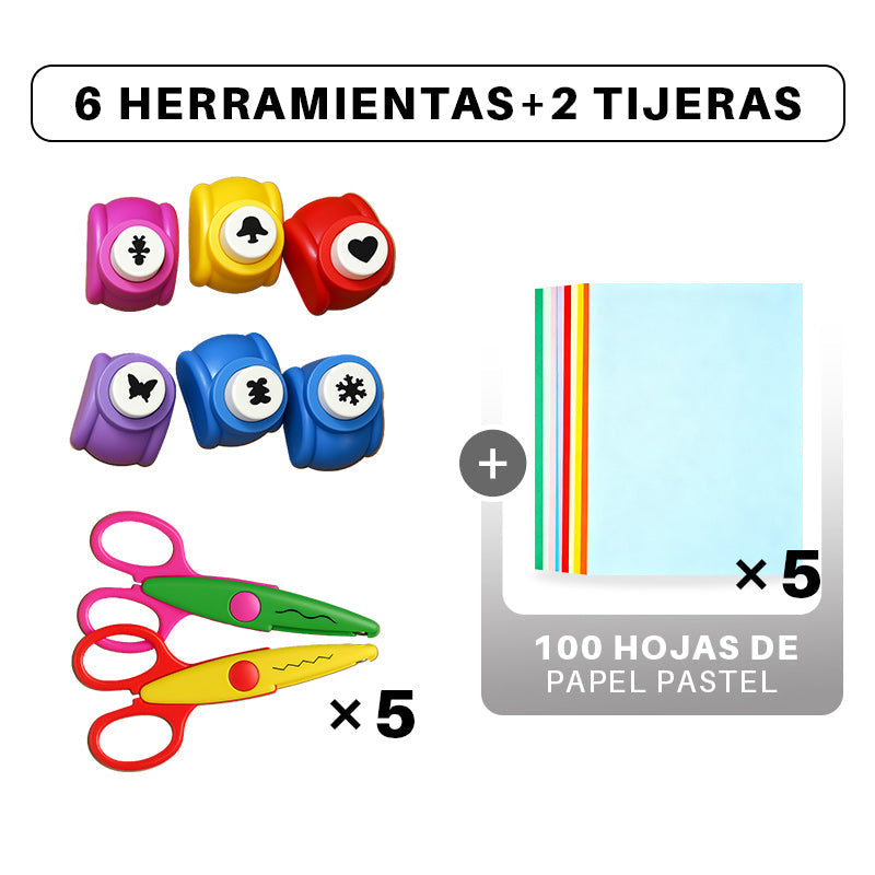 ✂️ ¡50% DE DESCUENTO! 🎨 Punzón DIY para Manualidades Infantiles - Crea Formas Adorables (Estrellas/Corazones/Flores) para Tarjetas y Álbumes 📏🎁