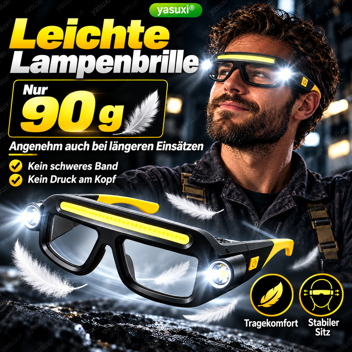 🔦 50% dto. Gafas con linterna LED manos libres – luz COB + 2 focos XTE, 5 modos, 90 g y recargables por USB-C. ¡Ilumina donde necesites sin ocupar las manos! ✨💡