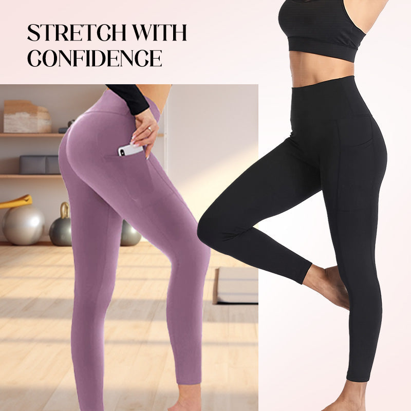 🌸Mallas de entrenamiento de control de abdomen y levantamiento de glúteos de cintura alta con bolsillo lateral