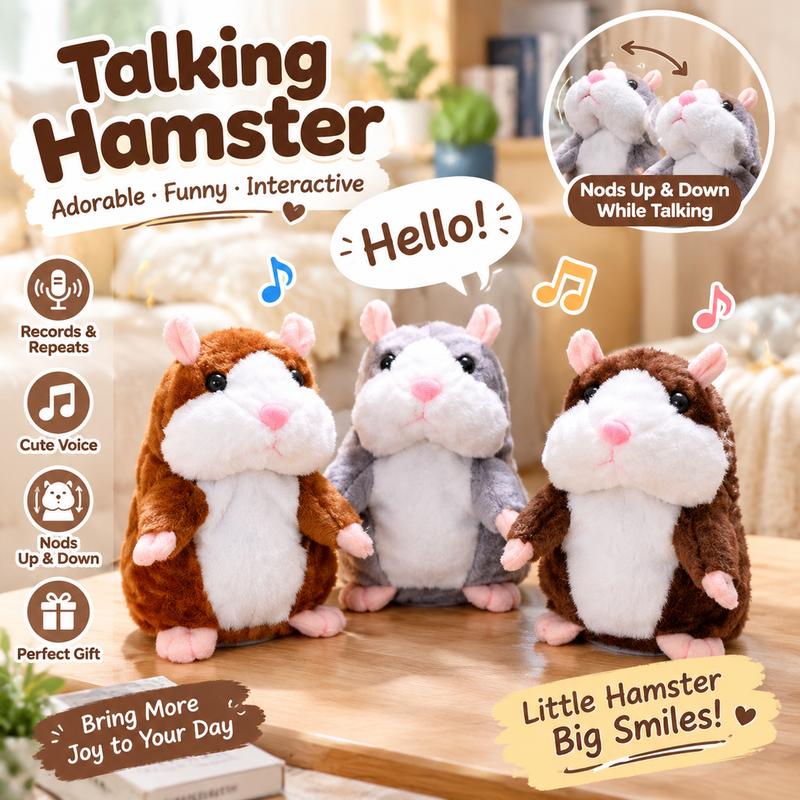 Peluche de Hámster Parlante – Repite lo que Dices con Movimiento de Cabeza