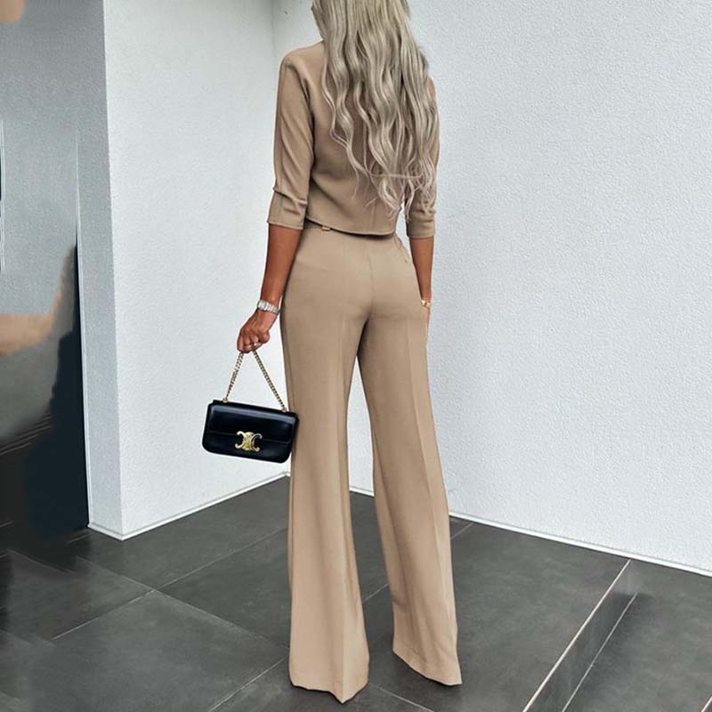 Conjunto Elegante de Crop Top y Pantalón Palazzo para Mujer