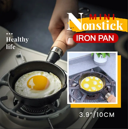 📢📢50% de descuento y sartén mini antiadherente en⏰ 🍳 stock 3,9"/10cm – hierro fundido saludable, calor uniforme y mango ✨ de madera